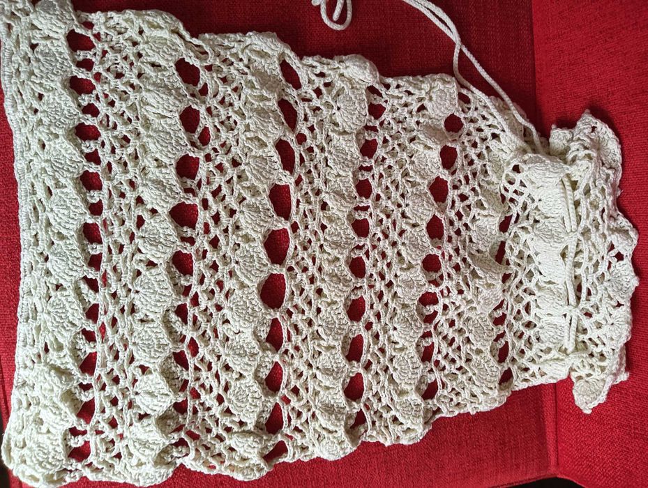 Saco do pão novo em renda de crochet pérola 45cm x 28cm