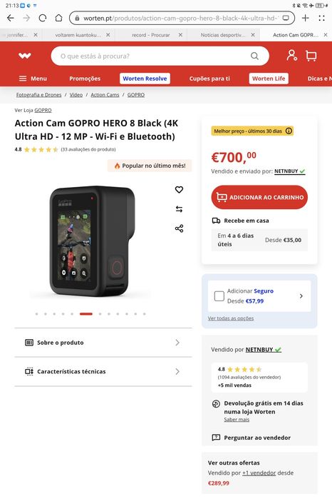 gopro hero 8 black edition, em estado novissimo