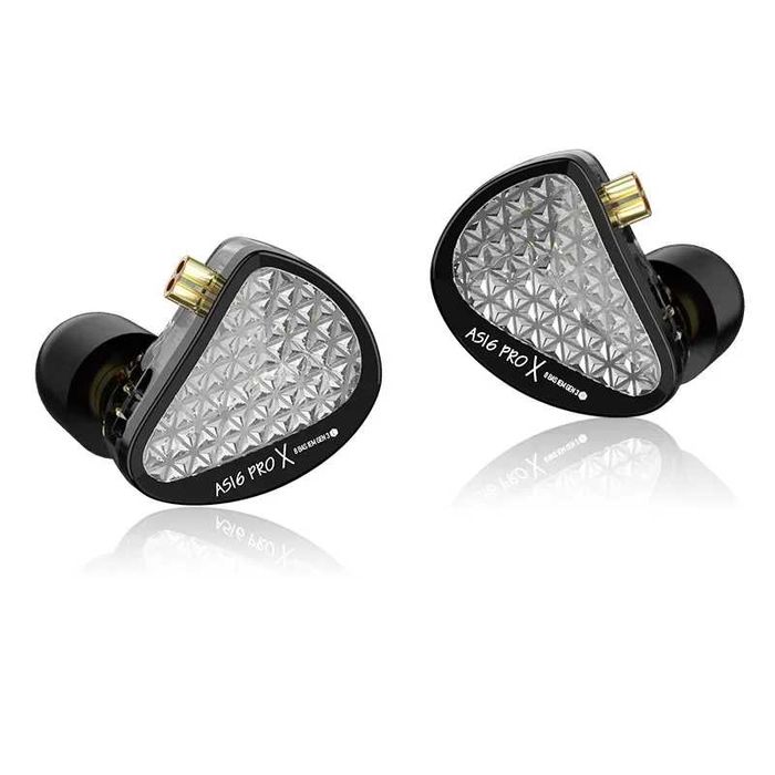 ‼️ KZ AS16 Pro X (black, mic) - 16и драйверные арматурные IEM наушники