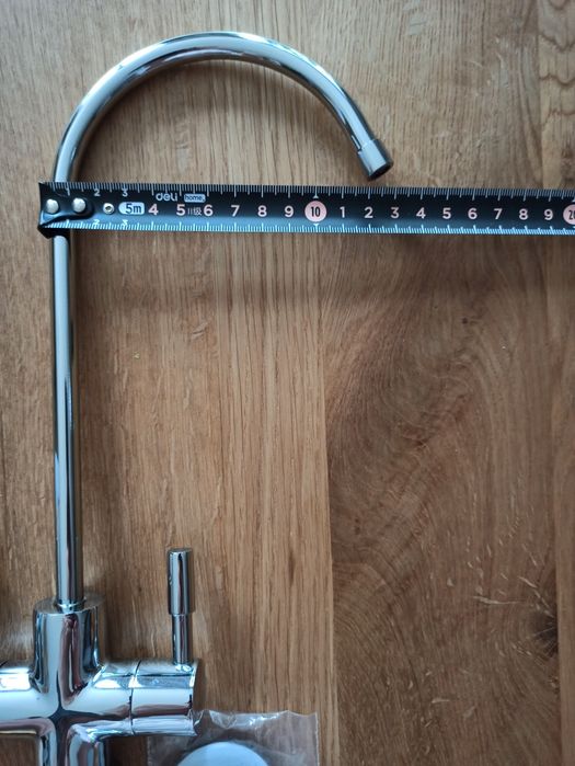 Kranik podwójny, prosty, chromowany do filtra wody, odwrócona osmoza.