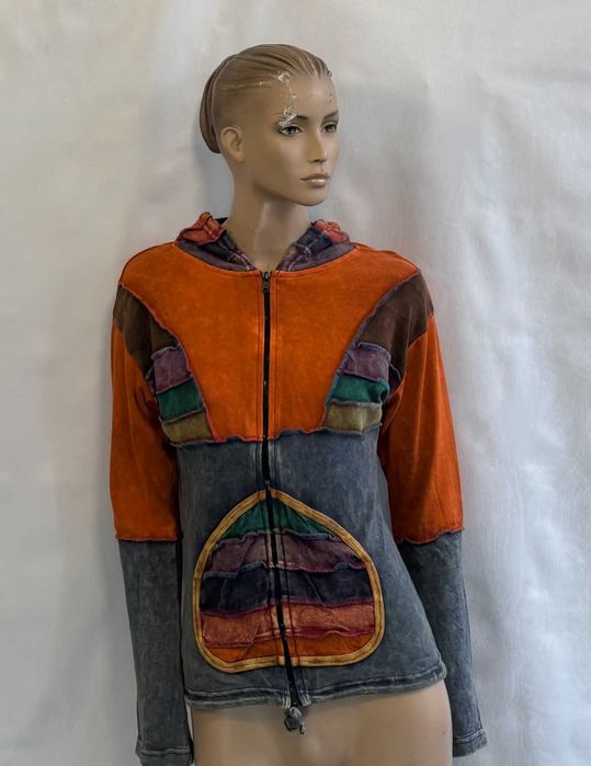 Bluza z kapturem zip Boho Hippie Nepal roz. L