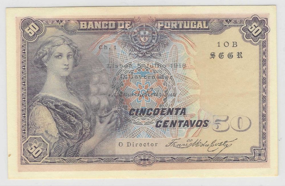 Nota Portugal 50 centavos 1918