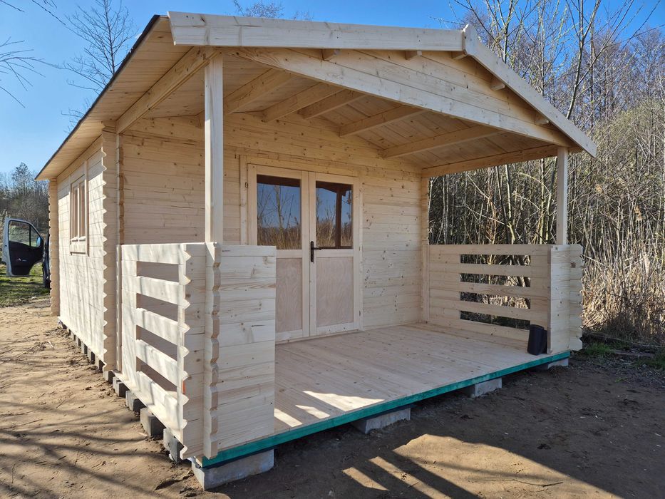 Od RĘKI masywny DREWNIANY domek letniskowy+TARAS*6mx4m*24 m2*ściany 34