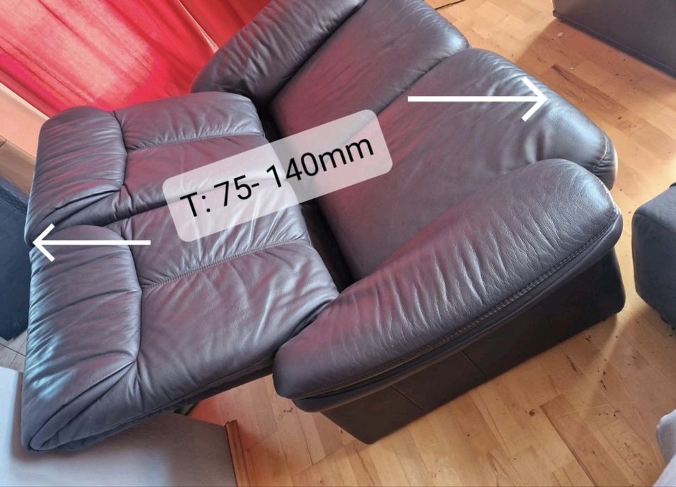 Шкіряний диван з підставкою для ніг, б/у