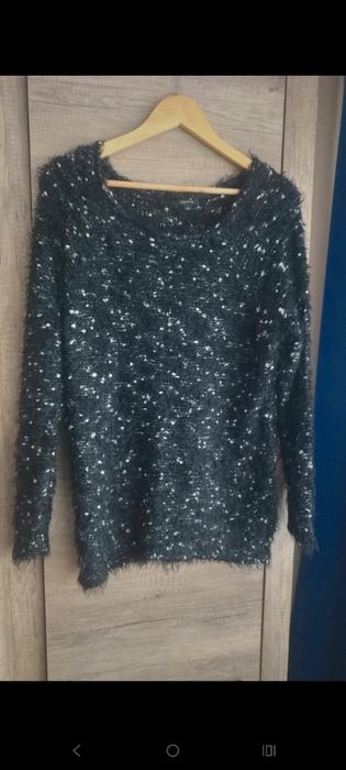 Ciepły czarno biały sweterek Comma rozmiar XXL