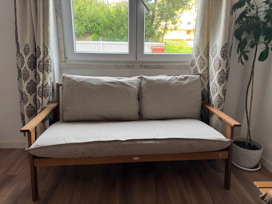 Sofá de Teca  - 5 lugares com mesa | Ótimo Estado | Interior/Jardim