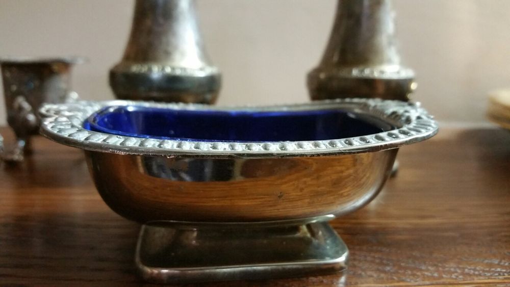 Zestaw komplet posrebrzany sosjerki solniczki antyk stare wiktoriański