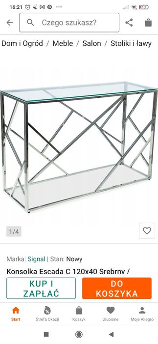 Konsola i ława chrom