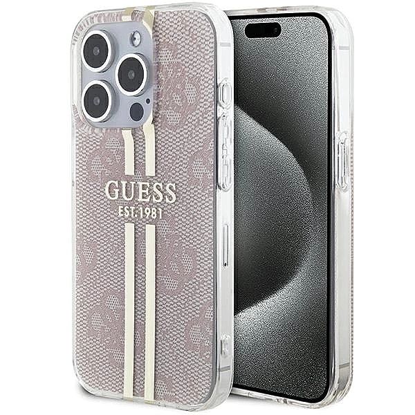 Etui Guess IML 4G Gold Stripe na iPhone 14 Pro Max - różowe