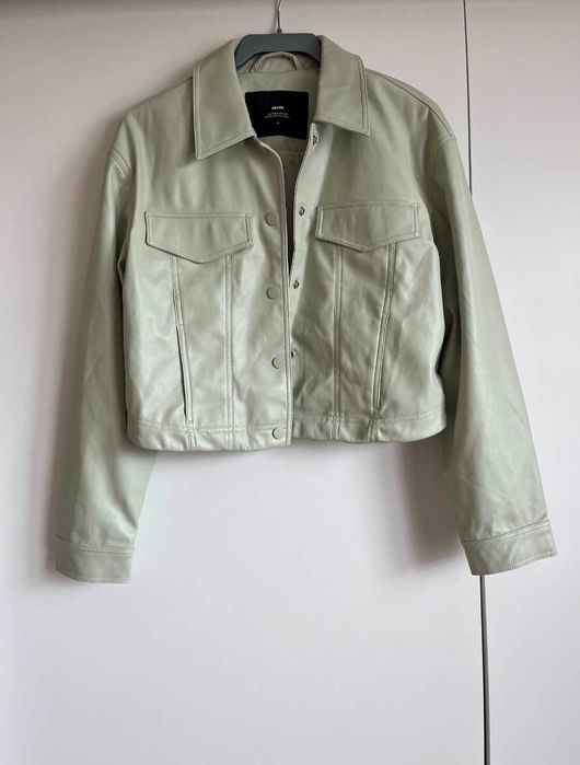 Skóropodobna kurtka w kolorze miętowym, CROPP, rozmiar S