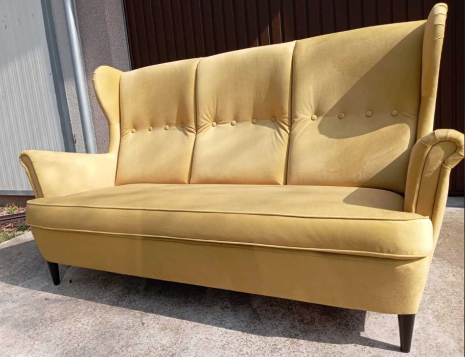 Sofa 3 osobowa żółta