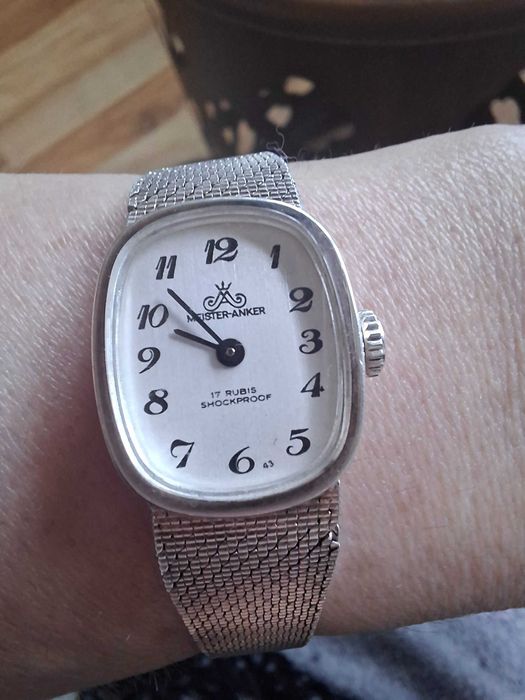 Srebrny zegarek damski oraz bransoletka pr.835