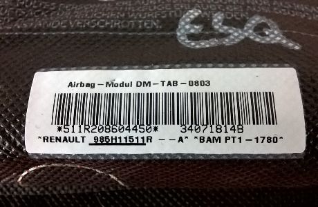 Airbag Banco Esquerdo - 985H11511R - RENAULT CLIO III (BR0/1, CR0/1)