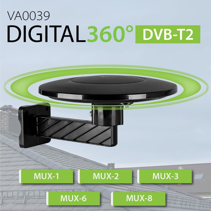 Antena dookólna Digital360 Lite VHF UHF czarna VA0039 VAYOX