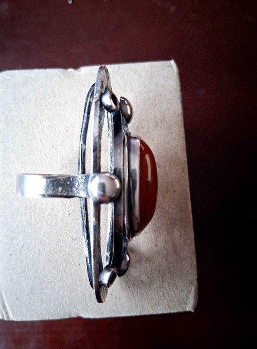 Pierścionek srebrny autorski z kamieniem (jaspis).