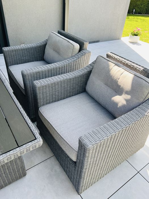 Zestaw Meble taras ogrodowe technorattan BRAFAB stół fotel technoratan