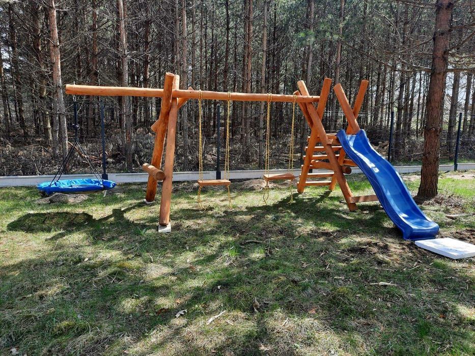 Drewniana huśtawka ogrodowa GRUBE BALE  DO OGRODU +