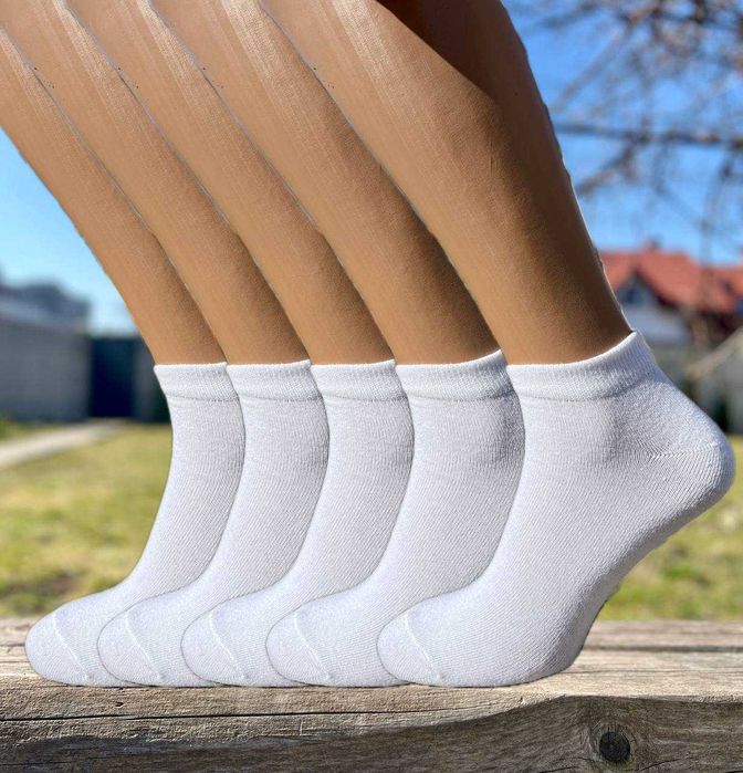 Носки • 10пар-210грн • шкарпетки білі короткі однотонні без малюнка чоловічі / жіночі опт