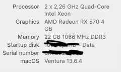 MAC PRO 2009 / 2010 UPDATE - 8-CORE - 22 GB DDR3 - Radeon RX 570 4GB64729487226241122