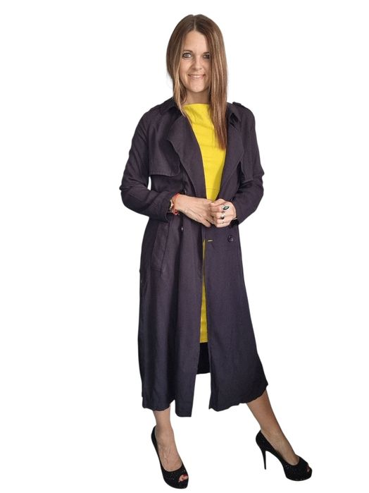 Długa narzutka H&M czarna rozmiar s 36 plaszcz
