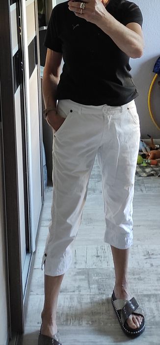 Spodnie białe bawełna Capri vintage