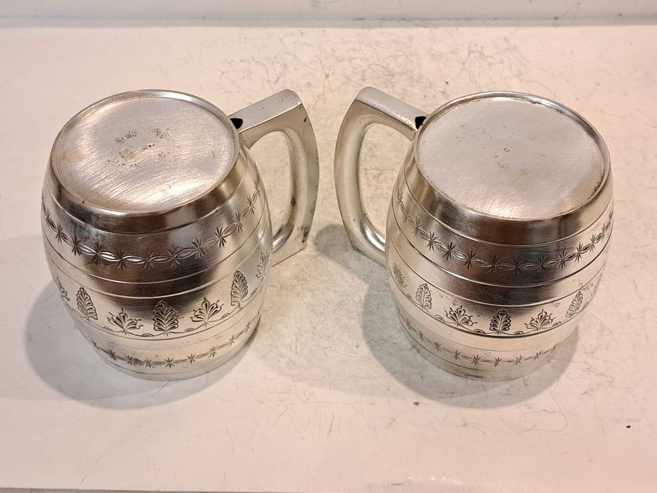 Резные бокалы -  Пивная бочка -  латунь, серебрение.