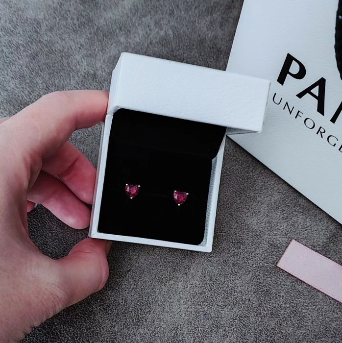Пандора АКЦІЯ  сережки червоні серця кульчики серьги Pandora
