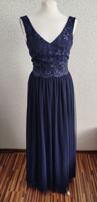 Maxi sukienka, cekiny, koronka