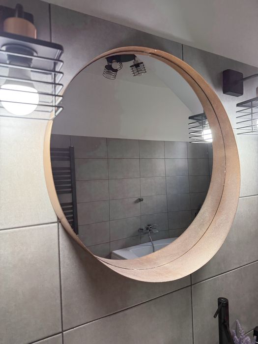 Lustro okrągłe, miedziane