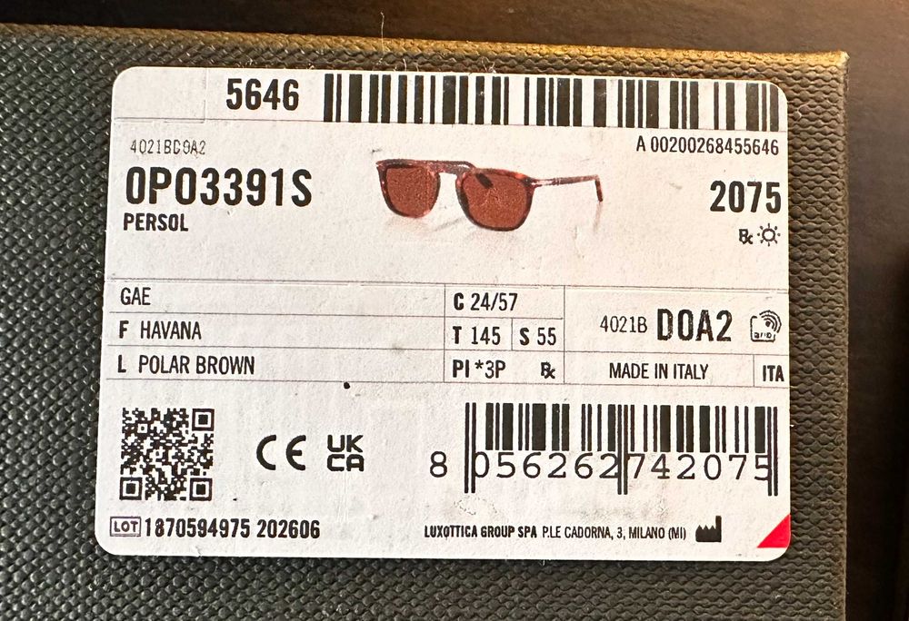 Óculos de Sol Persol PO3391S Havana (nunca usados)