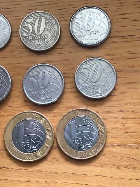 Монеты Бразилия 5, 25, 50 сентаво и 1 реал разных годов выпуска