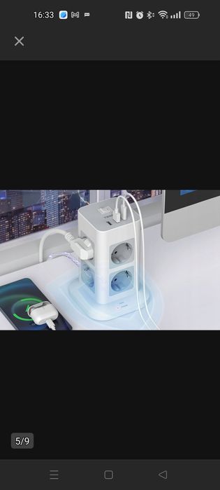 Tessan Uniwersalna Listwa Zasilająca Przedłużacz 8x Ac 3x Usb Kabel 2m