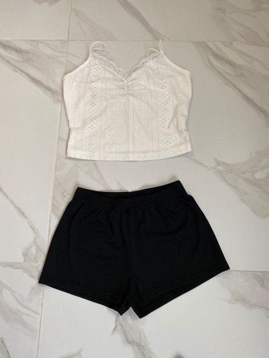 Шорти кроп топ XS-S костюм літні майки шорты топ в рубчик