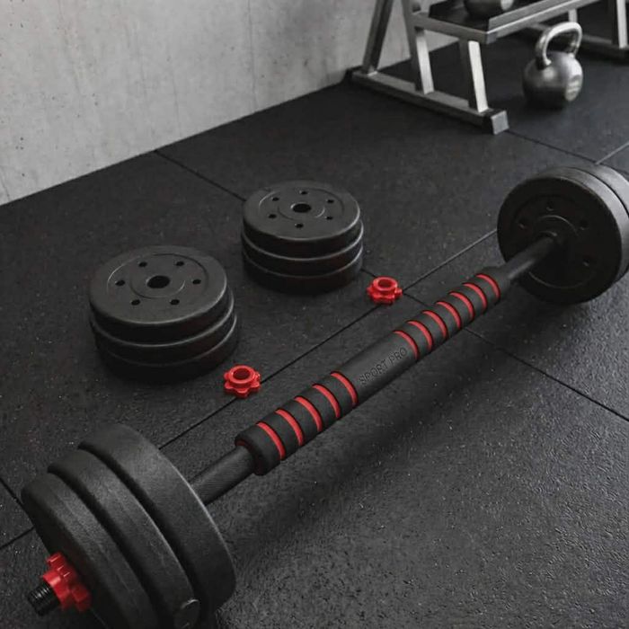 Zestaw Hantli Bitumicznych Sztanga Gryf 20kg Ciężarki do Domu Zaciski