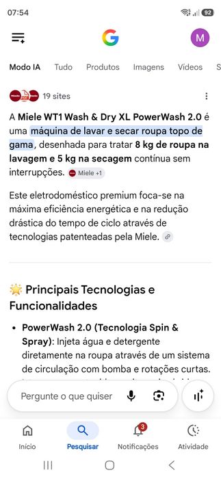 Máquina de lavar e secar Miele wt1 wash & dry xl power wash 2.0