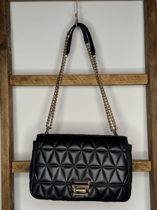 Torebka MK Michael Kors Sloan Large kultowa czarna złoto crossbody