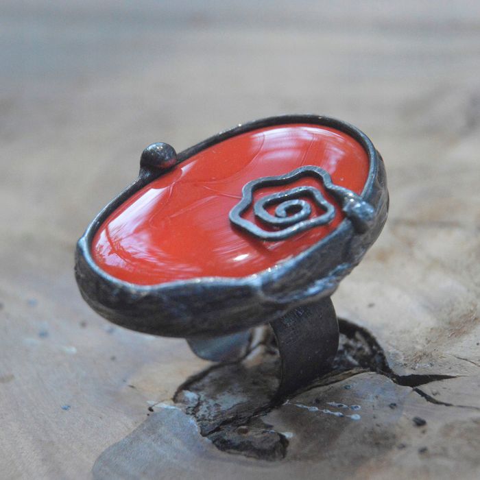 Orange - ceramiczny regulowany pierścionek witrażowy uniwersalny