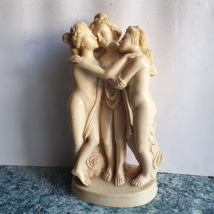 A. GIANNETTI The Three Graces Resin Sculpture Italian Art Nouveau Deco