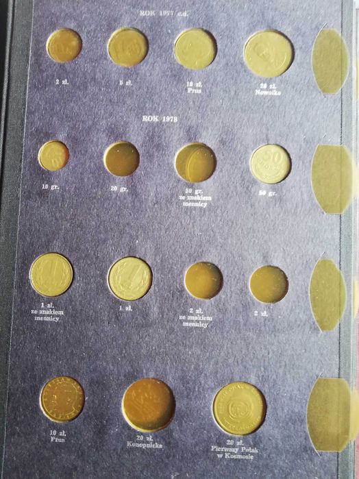 Klaser, album na monety z monetami 100 szt. od 1973  do 1986