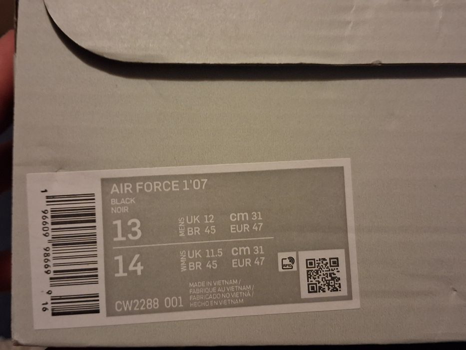 Nike Air Force czarne męskie af1 47 31cm