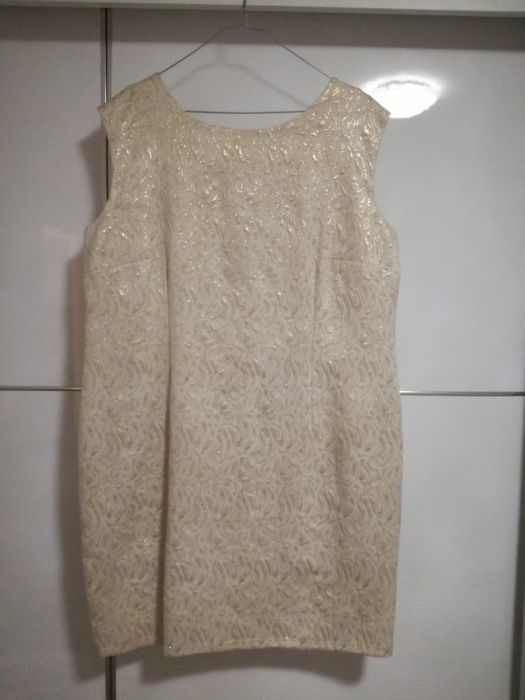 Sukienka beżowo złota 50 sylwester ślub