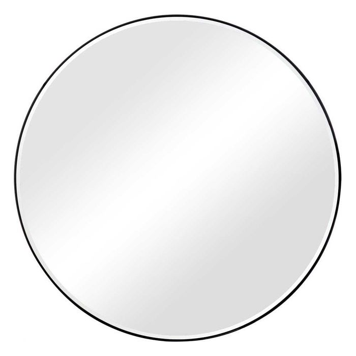 Espelho Preto com Moldura Preta Mate de Alumínio 80cm By Arcoazul