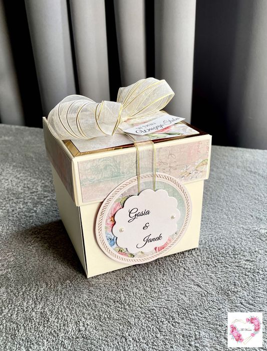 Ślubny Exploding Box prezent pamiątka kartka 3D