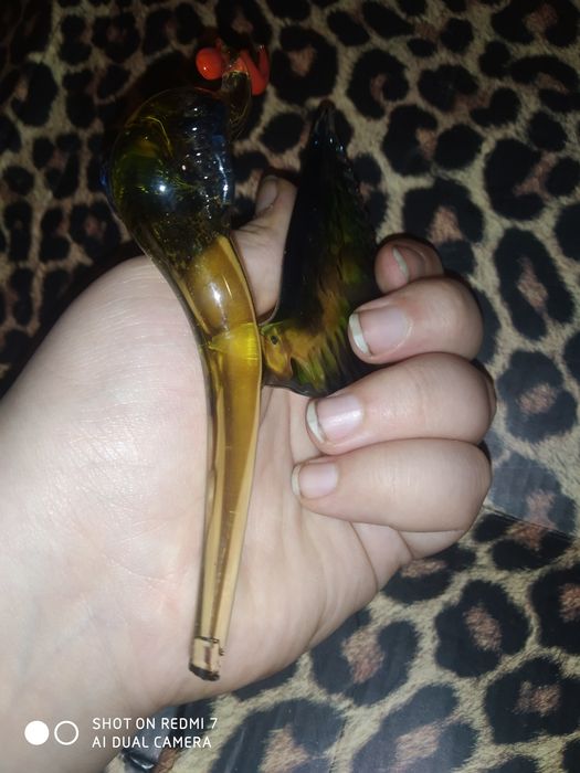 Сувенир из цветного стекла статуэтка птица петух фигурка півень скло