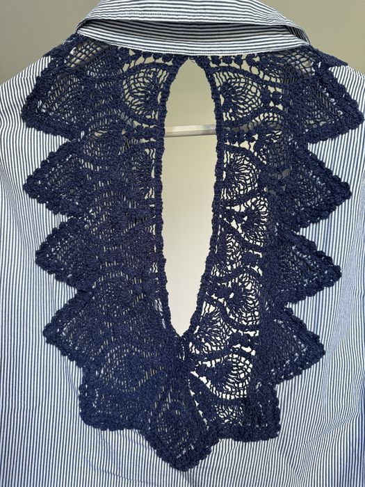 Pasiasta koszula Benetton r. S szydełko koronka boho