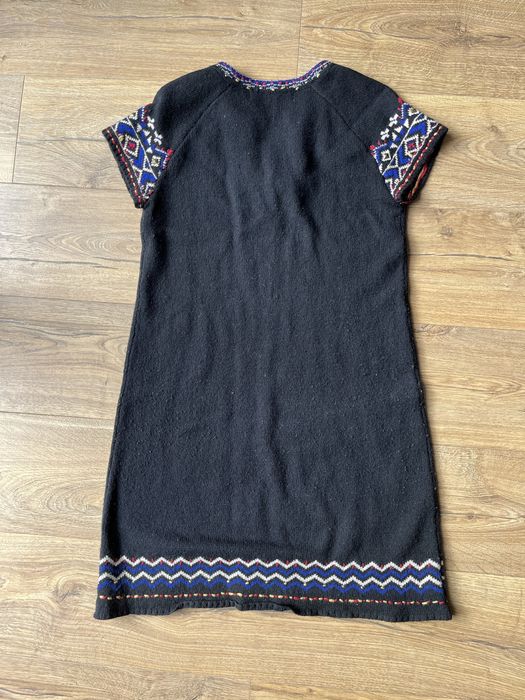 Sukienka mini, tunika Zara, XS S, wełna, totemowy wzór