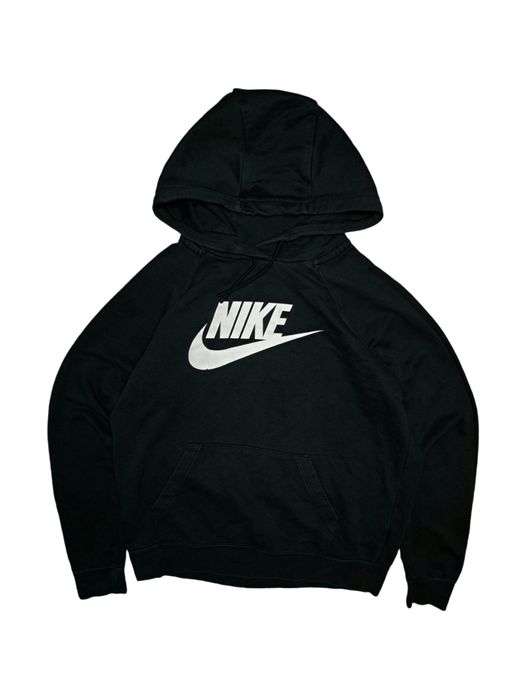 Czarna Bluza z kapturem Nike nadruk duże logo retro vintage y2k boxy