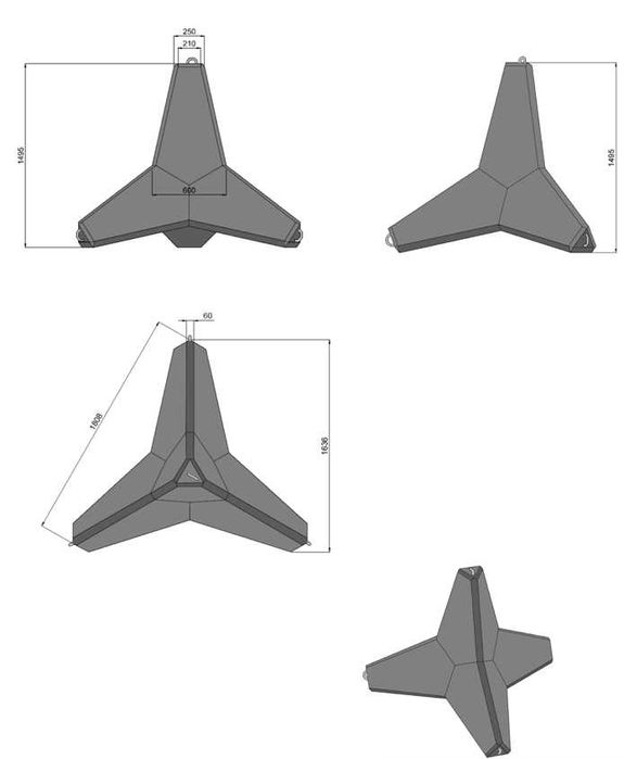 Betonowy blok mur czworonóg gwiazdoblok jeż zapora drogowa GDAŃSK