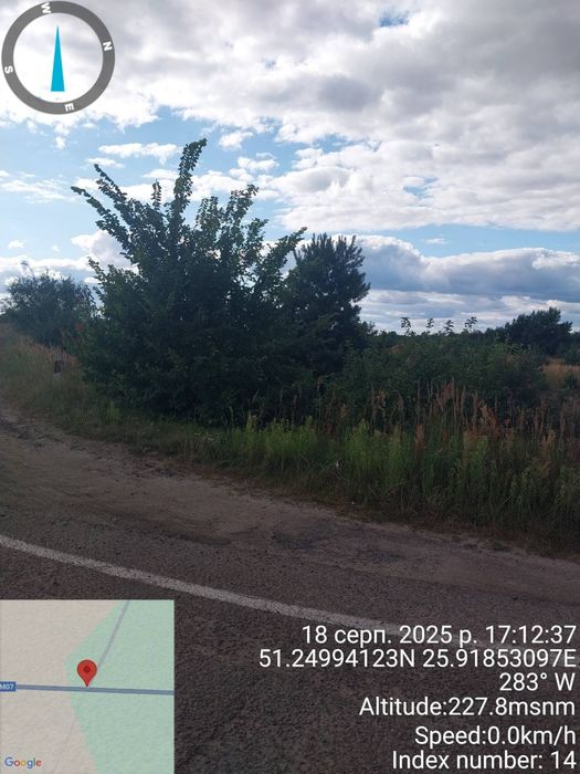 Продам земельну ділянку. Волинська область. На трасі М07 E373