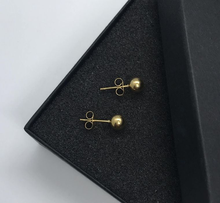 Kolczyki złote kulki 6mm wkrętki stal chirurgiczna